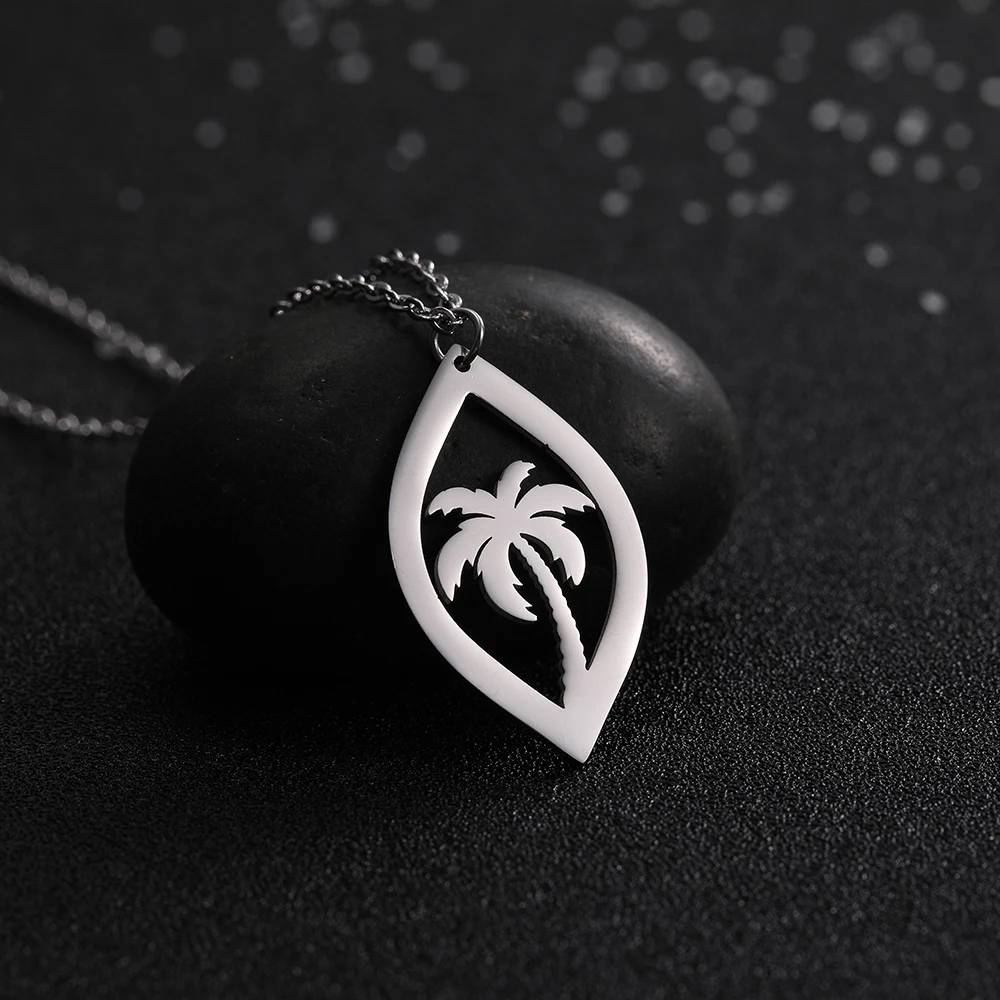 LIKGREAT из нержавеющей стали круглая Капля воды полые Кокосовая пальма кулон