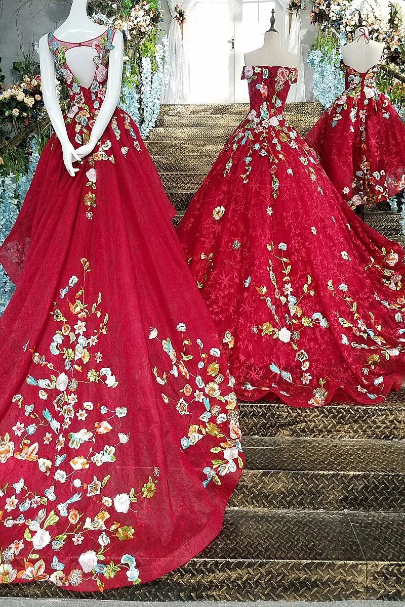 LS00155 Красное длинное вечернее платье 2018 зашнуровать назад кружевное бальное