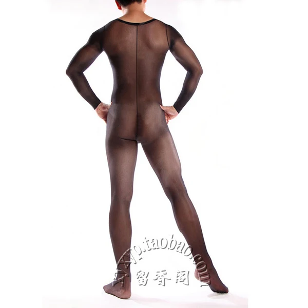 Сексуальный экзотический Мужской Прозрачный комбинезон с длинным рукавом для