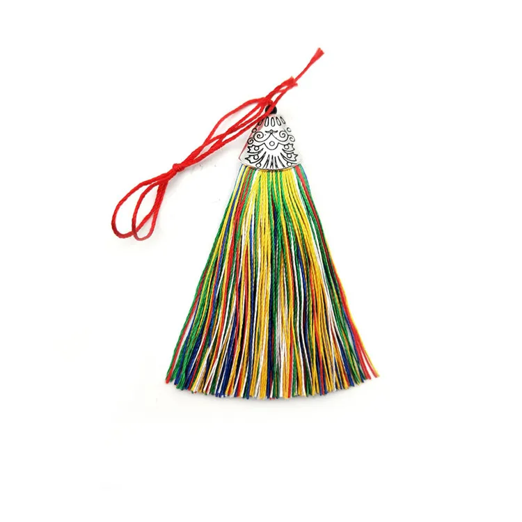 Mixed color tassls 30 шт. Металлические колпачки шелковые кисточки бахрома кулон DIY ремесла материал цвет кисточка отделка Шторы Декор серьги ювелирные изделия компоненты - Цвет: Mixed color tassls