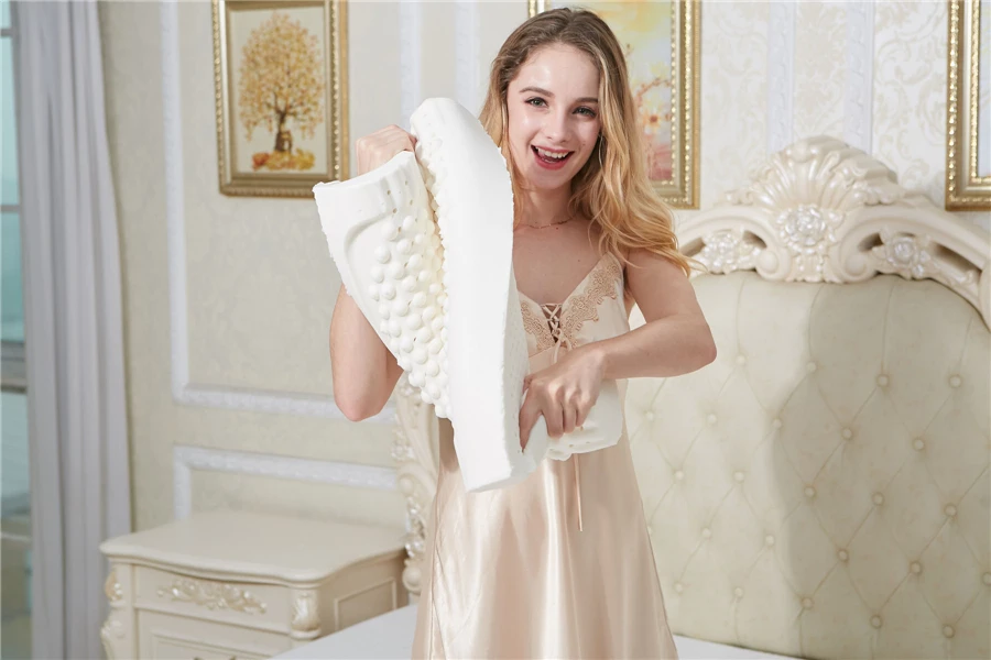 Фиолетовый Латекс 50x30 Таиланд чистый натуральный латекс Ортопедическая подушка для коррекции подростка шеи позвонка Защита Подушка ученика дети