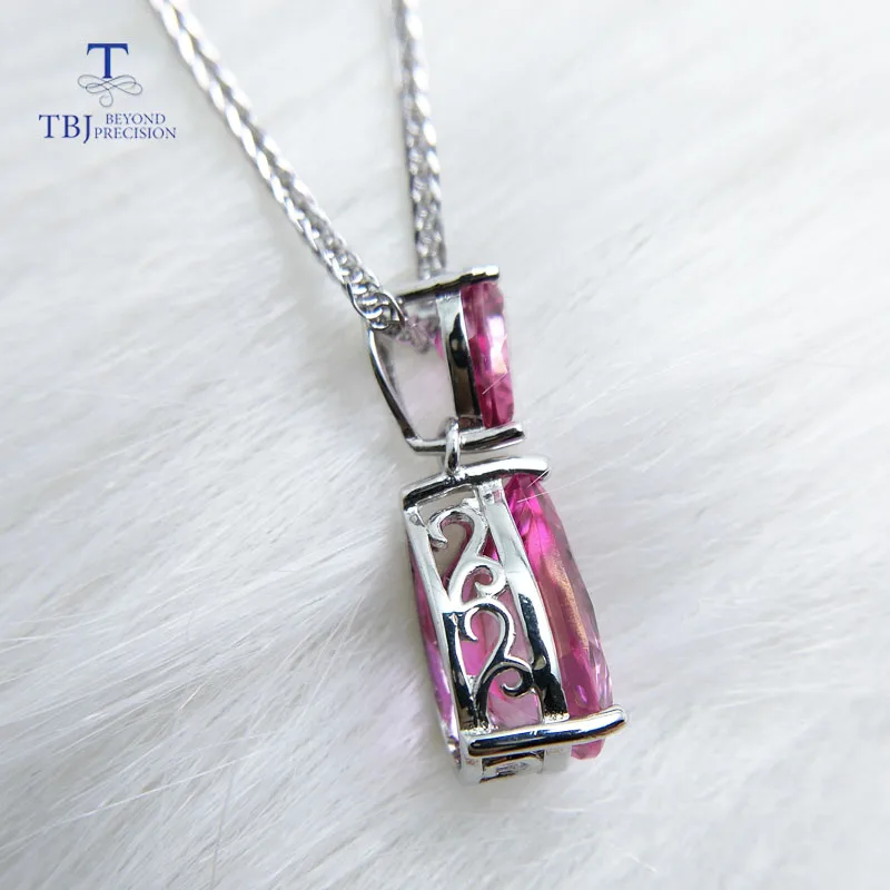 Женский комплект ювелирных изделий TBJ натуральный розовый топаз серьги и