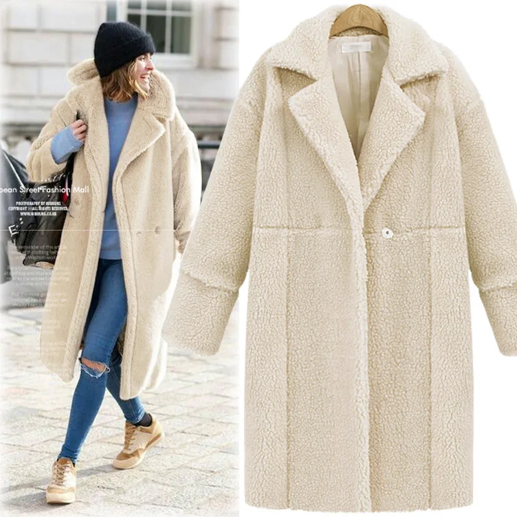 

2018 Cotton Woolen Full Time-limited Casaco Feminino Trench Coat Winter New Lapel Wool Cardigan Fund Long Sleeve Loose Coat