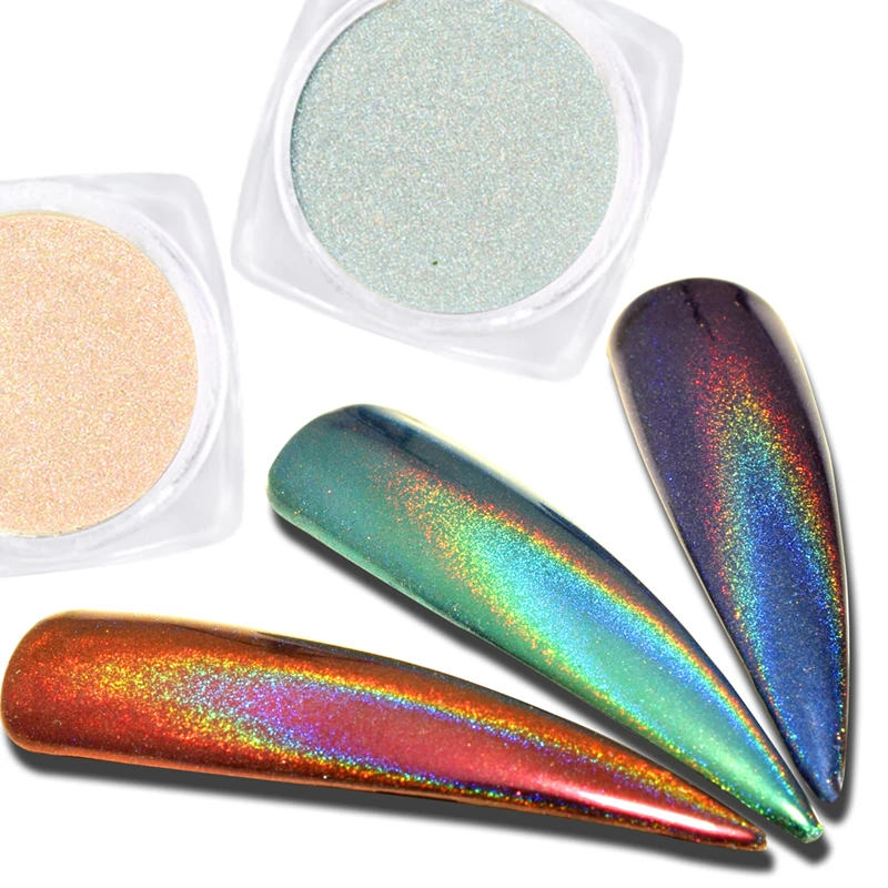 1 коробка хромированная пудра для ногтей блестящая голографическая дизайна