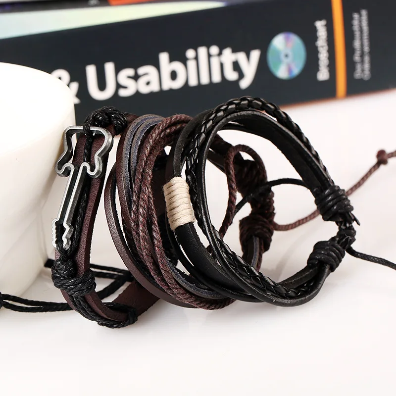 Набор браслетов из натуральной кожи с музыкальной нотой браслеты для мужчин и