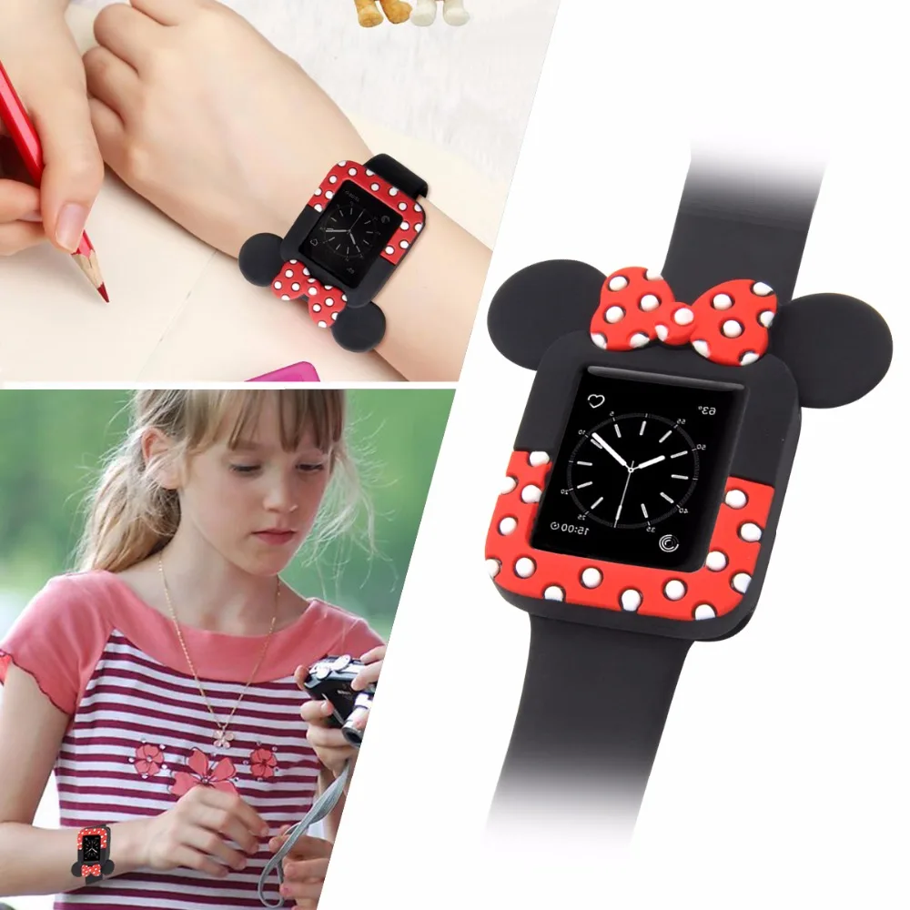 Часы с рисунком Minnie на циферблате Ремешки для наручных часов Силиконовый мягкий