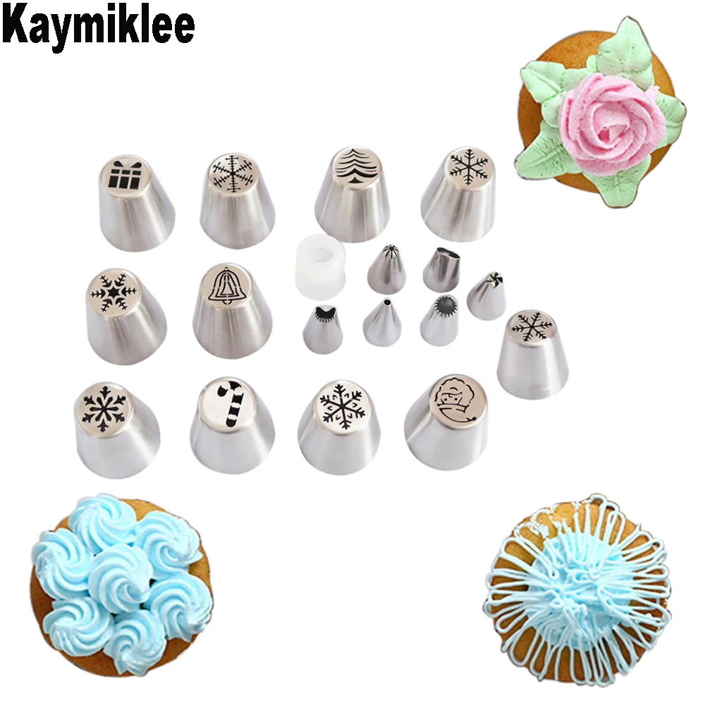 

Рождественские насадки для глазировки из нержавеющей стали Kaymiklee 21 шт./компл., инструменты для украшения торта, вечевечерние CS079