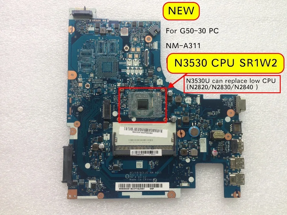 Working ACLU9 ACLU0 NM-A311 Notebook Mainboard for Lenovo G50-30 Motherboard