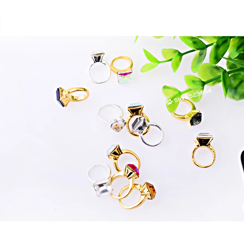 5 шт блестящие прозрачные Стразы AB из золотого сплава кольца для ногтей