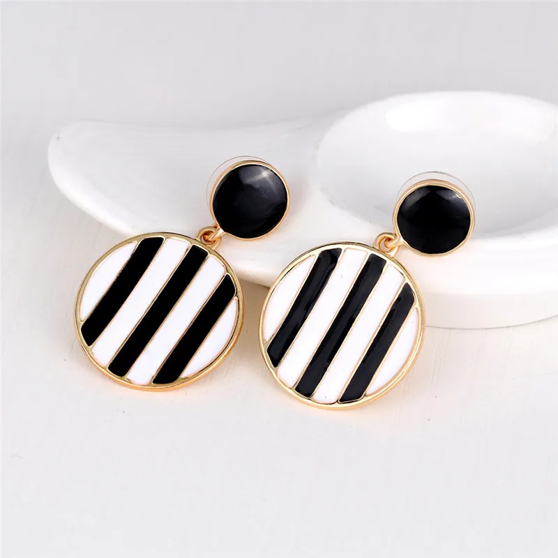 2017 Новая Мода Геометрическая Круглый Круг Черный и Белый Цвет Ювелирные Изделия