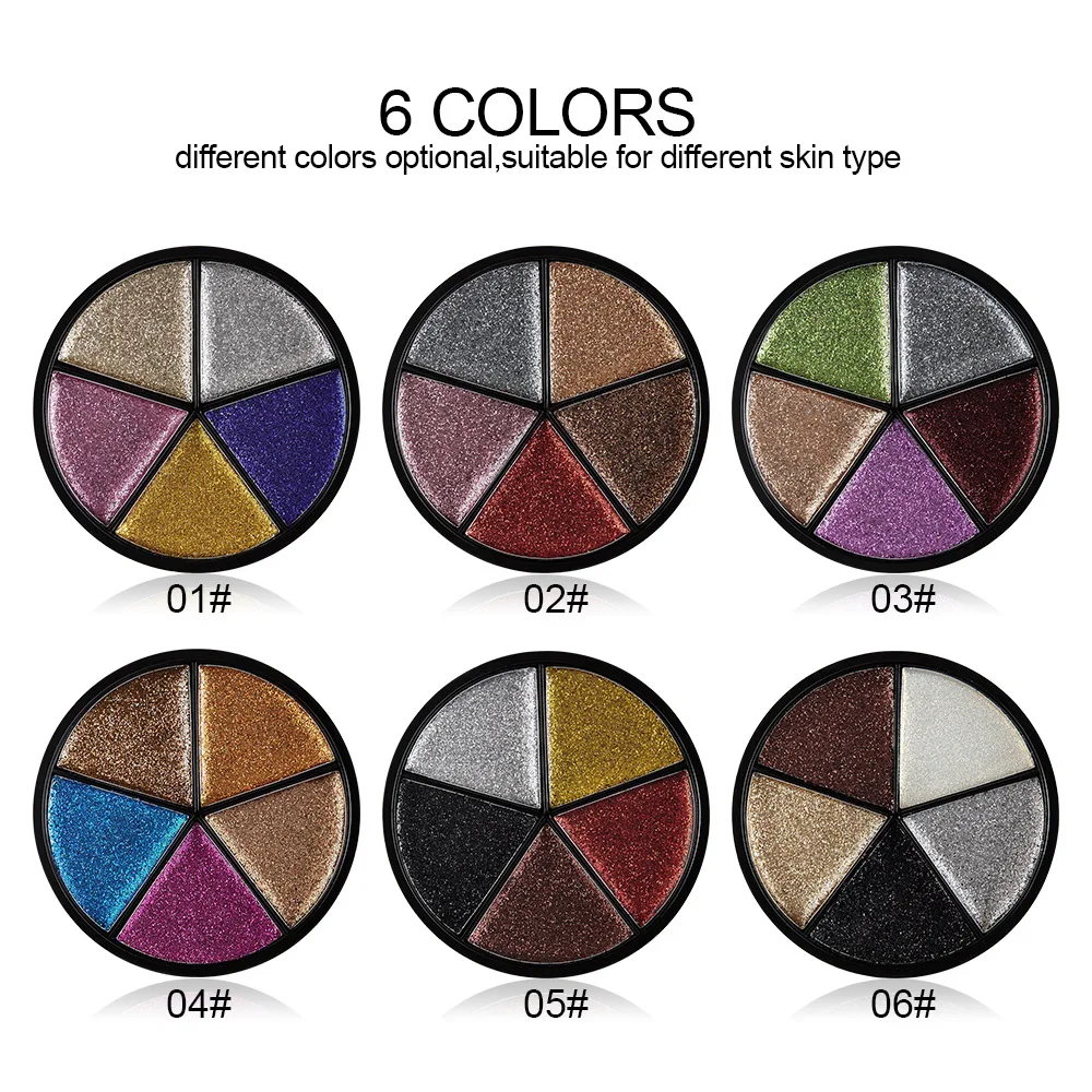 6 цветов алмазные блестящие тени для век Палитра перламутровые блестки порошок