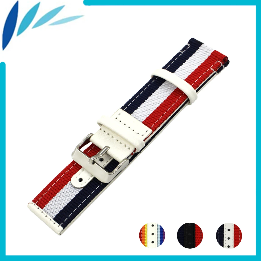 

Nylon Leather Watch Band 22mm for Amazfit Huami Xiaomi Smart Watchband Fabric Nato Strap Wrist Loop Belt Bracelet Black White