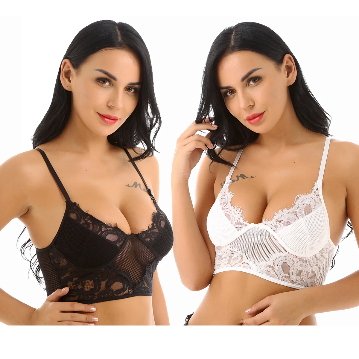 Женский бюстгальтер на тонких бретельках TiaoBug прозрачный кружевной бюстгалтер с