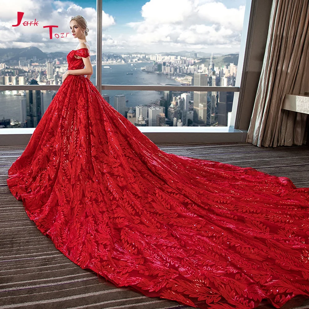 Robe De mariée Princesse Luxe 2019 с открытыми плечами короткий рукав блестящие бусины