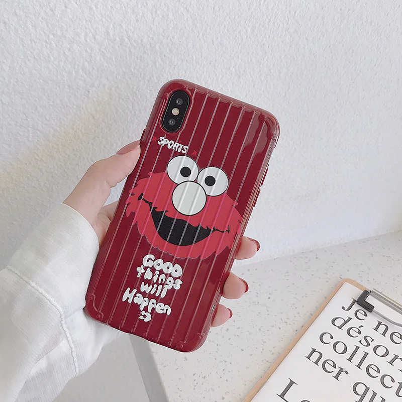 Мультяшный чехол для iPhone XR Max мобильного телефона 7 8 Plus Sesame Street IMD мягкий