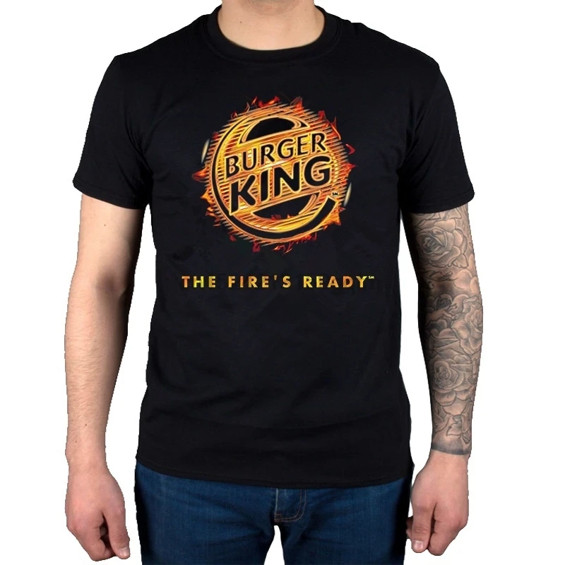 Модная черная футболка с принтом the Fire's Ready Burger King классические топы