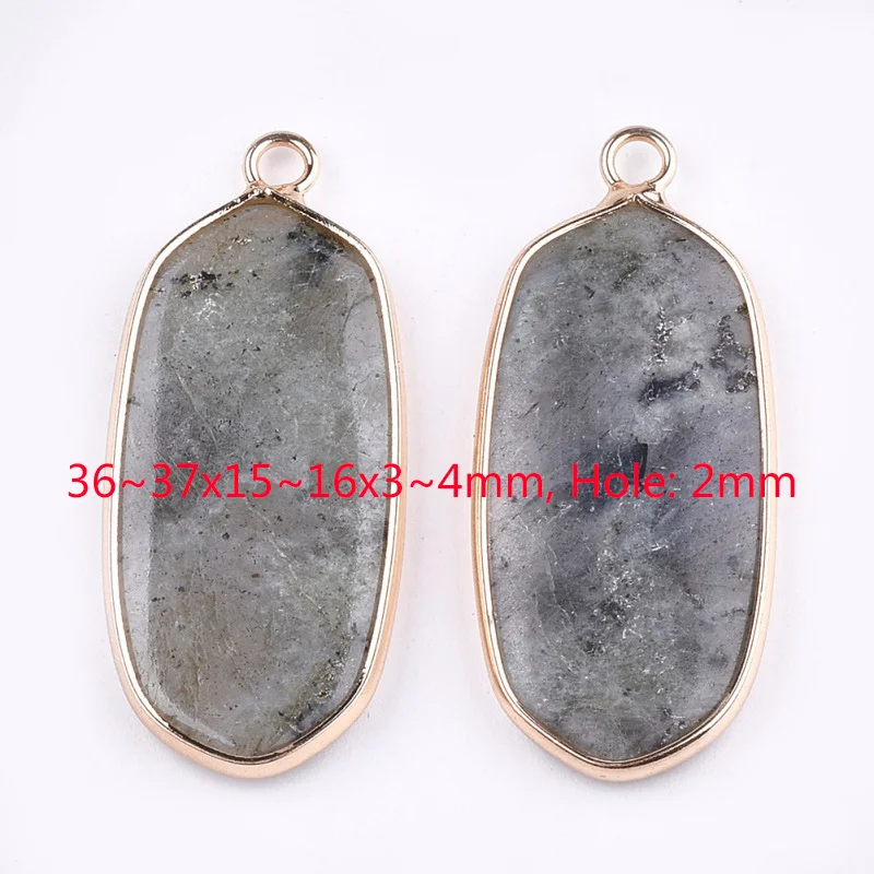 Oval 10 шт. натуральный камень лабрадорит Подвески DIY ювелирные аксессуары Изготовление ожерелья ремесла лунный камень Sunstone Подвески Нерегулярные - Окраска металла: Oval