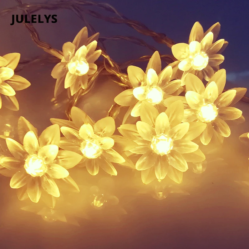 JULELYS 5 м 40 лампочек сказочные светильники с питанием от аккумулятора светодиодный свет шнура Рождественская гирлянда Оконное украшение для Праздничная Свадебная вечеринка
