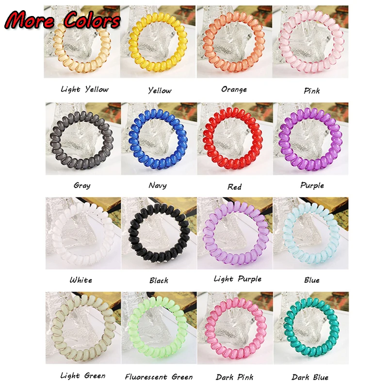 10 шт./лот разноцветная эластичная лента для волос спиральная форма аксессуар