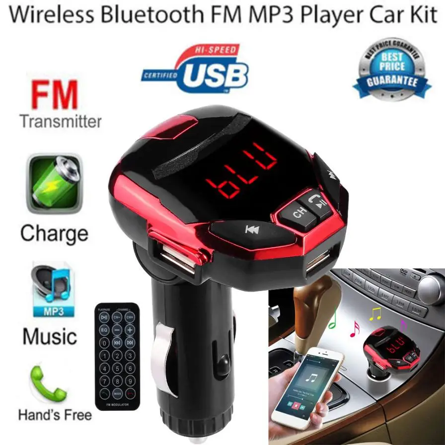Автомобильный Стильный беспроводной Bluetooth LCD FM передатчик модулятор USB