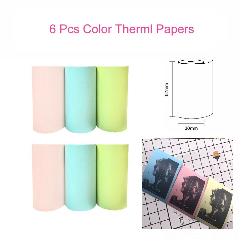 Color Thermal Paper Термальность Бумага этикетка бумажный стикер Бумага для PeriPage Бумага, которые только начинают фотопринтер - Цвет: Color Thermal Paper