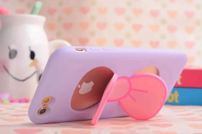 Милый 3D дутый комикс галстук бабочка мягкий силикон чехол для iPhone 6 большой 5