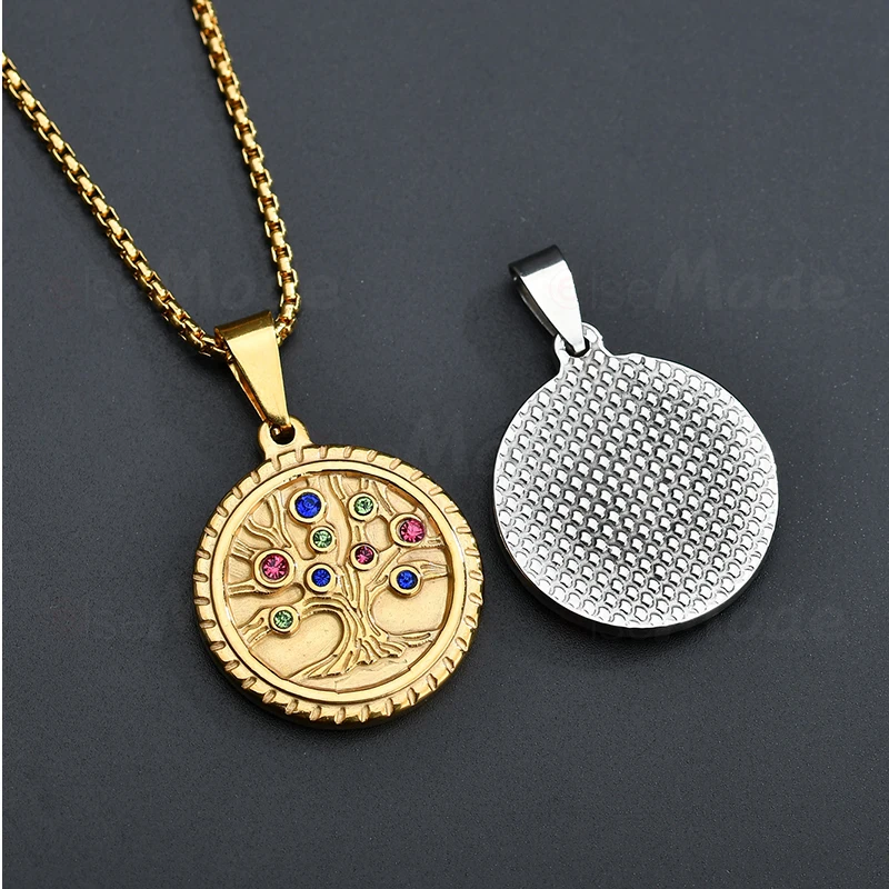ELSEMODE богемные цветные ожерелья стразы с круглым кулоном из дерева жизни золотые