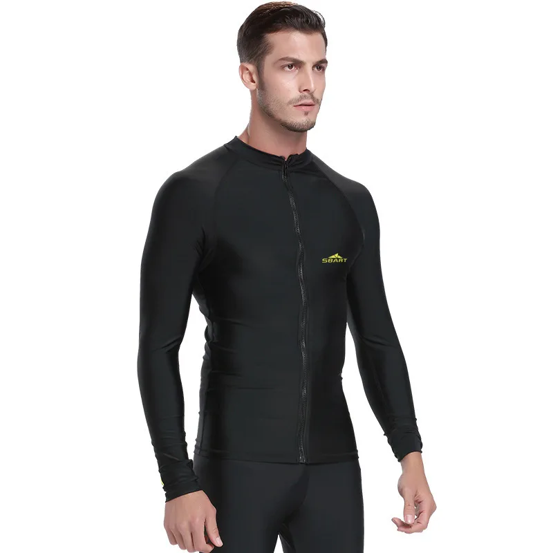 men black SBART купальники для женщин и мужчин с длинным рукавом Купальник только Топ лайкра высокая эластичность Рашгард купальники для пар UPF50 - Цвет: men black