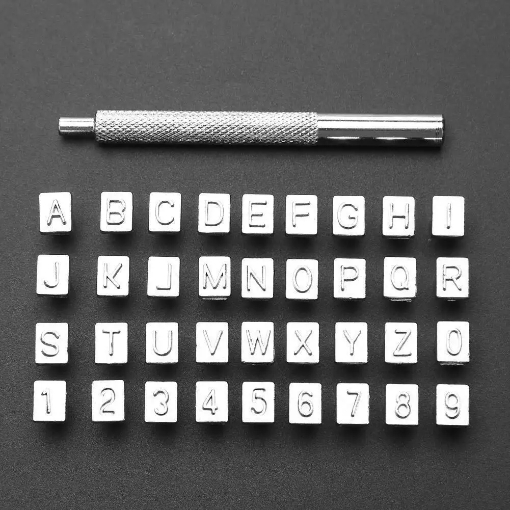 HiMISS 36Pcs Carbon Steel Punch Alphabet Letter Number Stamper Set Metal Leather Tool(Sliver Color) | Дом и сад