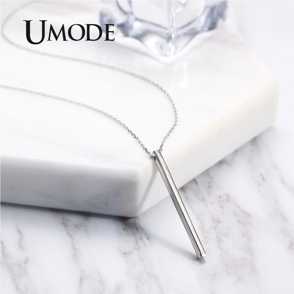 UMODE простое геометрическое 925 пробы Серебряное ожерелье с подвеской для женщин женские длинные массивные ювелирные изделия корейские аксессуары ULN0192