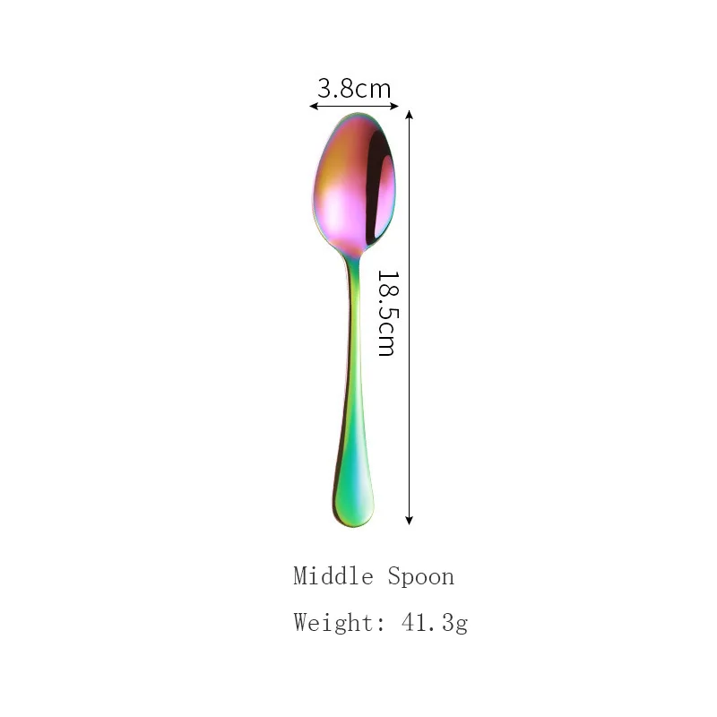No.8 Middle Spoon Набор радужных столовых приборов из нержавеющей стали столовая посуда набор серебряных приборов столовый нож и вилка Прямая поставка - Цвет: No.8 Middle Spoon