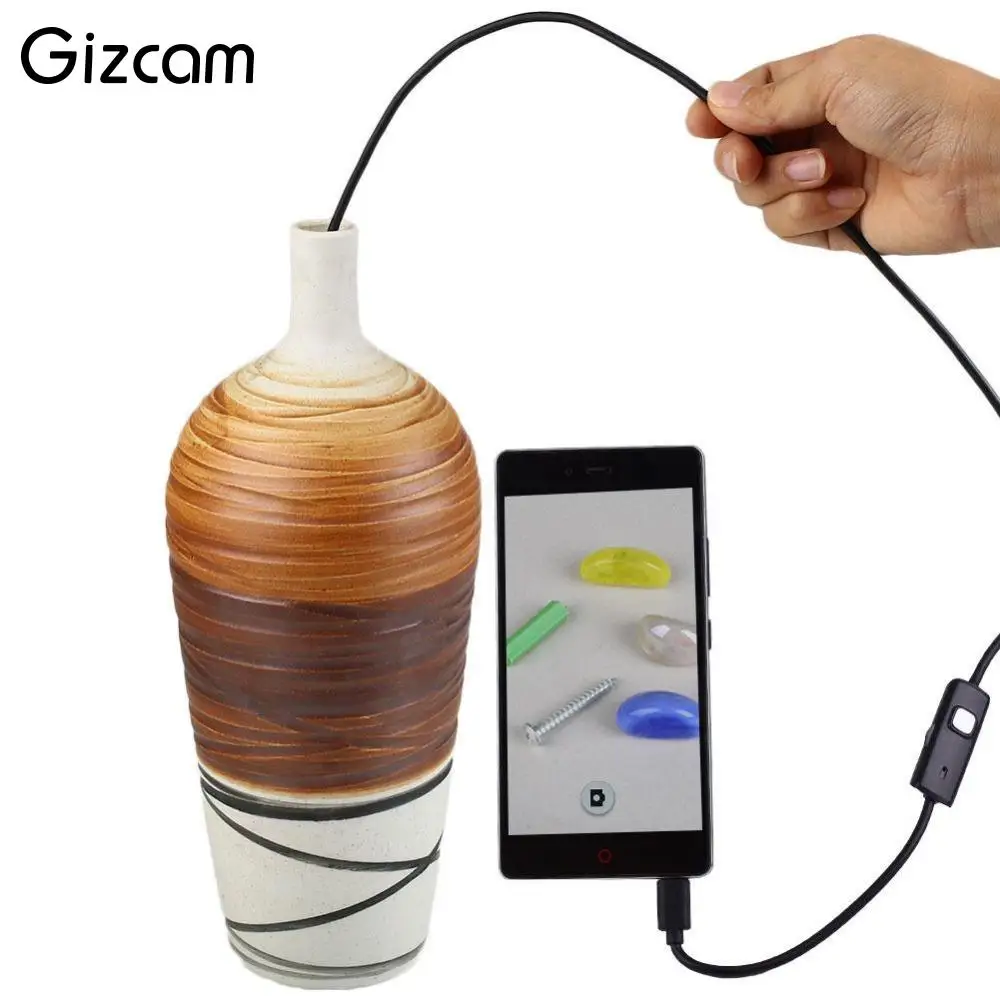 Gizcam 7 мм объектив 1 м жесткий кабель Android OTG USB телефон эндоскоп IP67