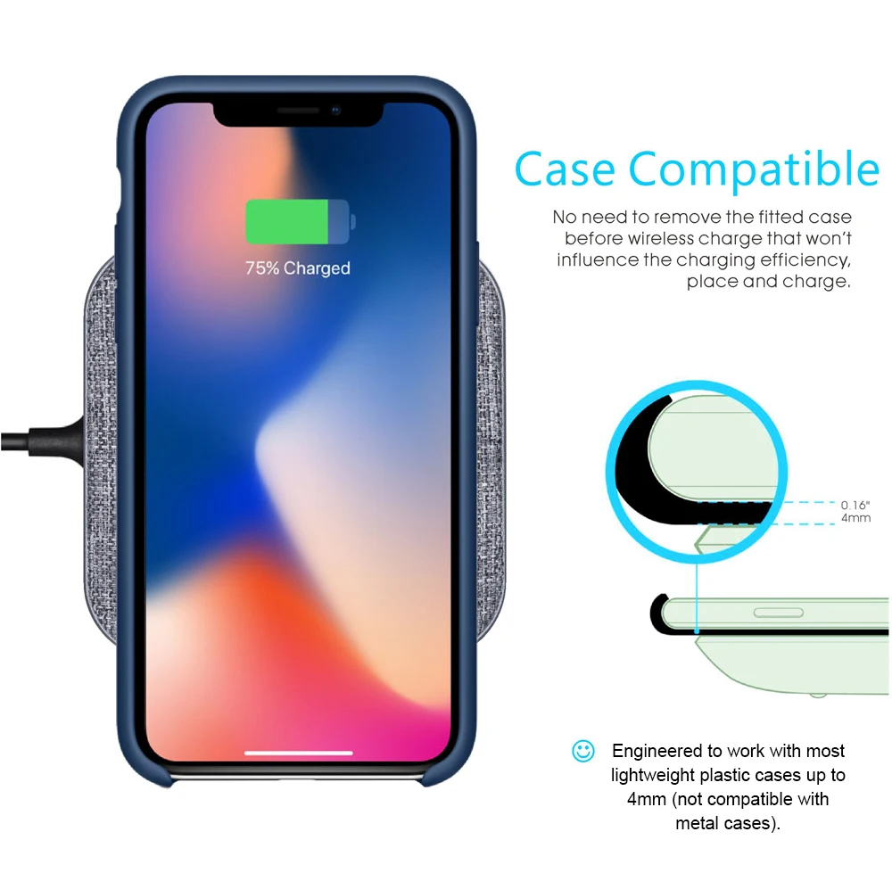 Ascromy 10 Вт Qi Беспроводная зарядка Быстрая зарядка для iPhone X XR XS Max 8 Plus Xiaomi huawei samsung S9 S8 S7 индукционное зарядное устройство