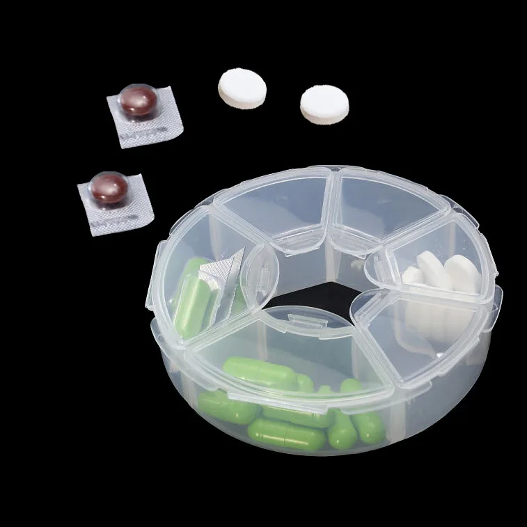Mini 6 Grids Compartment Nail Art Rhinestone Gems Plastic Box Round Storage Case Jewelry Bead Organizer pill box | Дом и сад