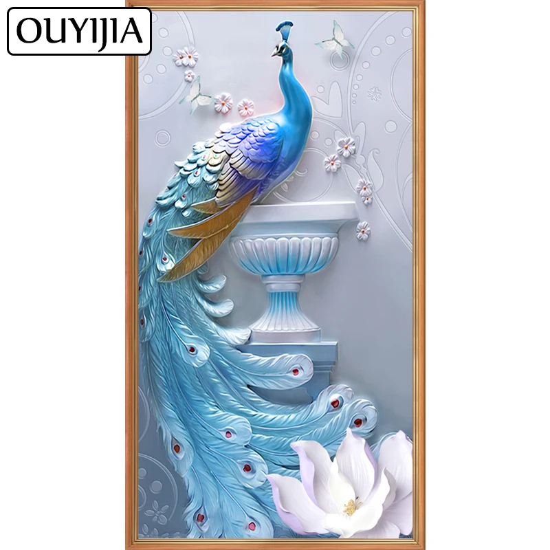 

OUYIJIA 5D DIY Art B Peacock Diamond Painting Home Decoration Embroidery Full Cross Stitch Mosaic Animals Rhinestone Diamond