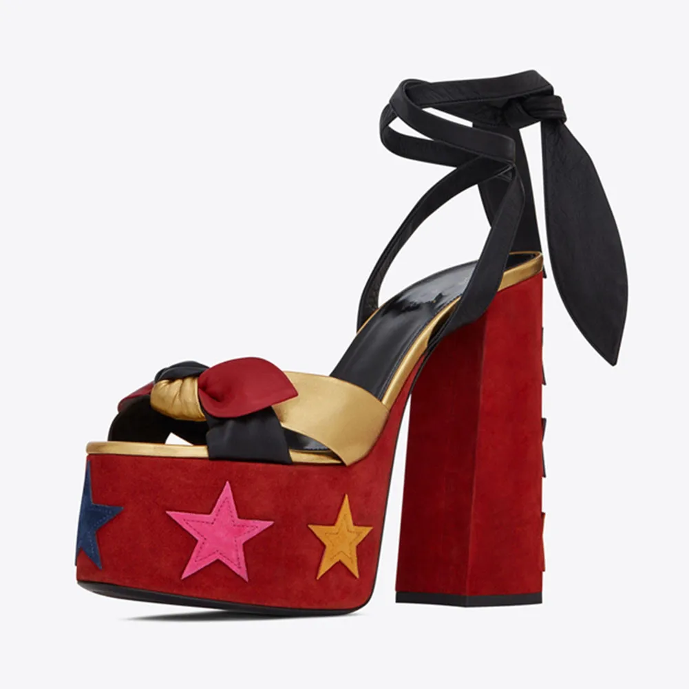 red star DORATASIA/Новинка; большие размеры 34-43; женские босоножки на платформе и высоком каблуке; женские вечерние роскошные летние босоножки для подиума; - Цвет: red star