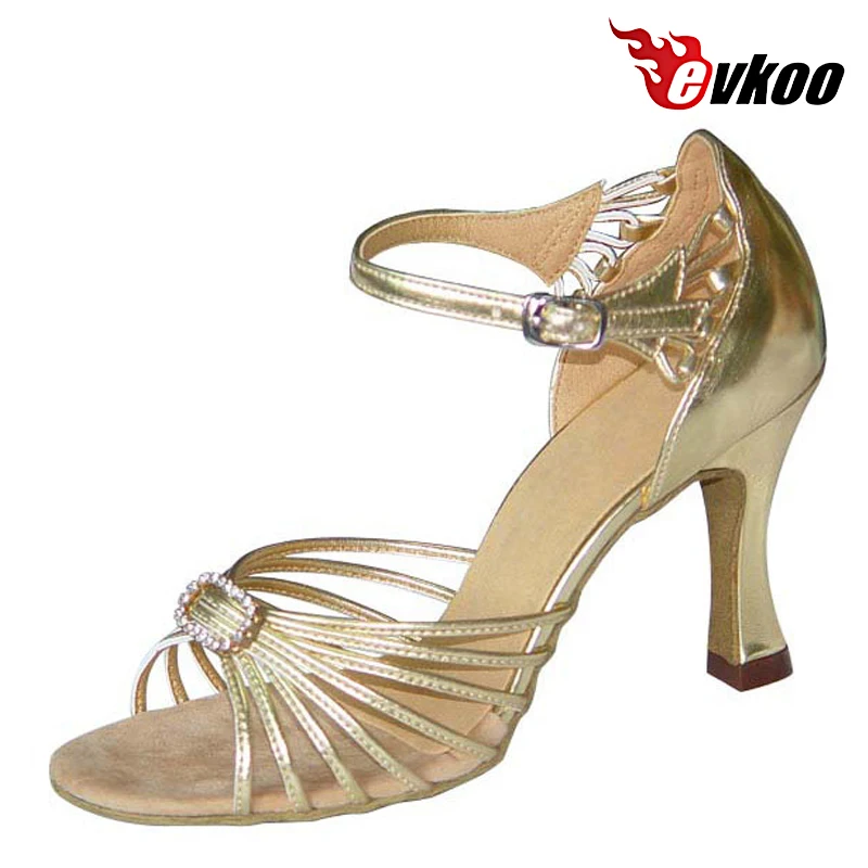 Evkoodance Brand Lady Shoes Salsa Dance 7cm Heel Pu With Crystal Buckle Latin Evkoo-202 | Спорт и развлечения