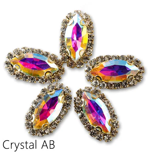 Crystal AB 20 шт конский глаз лист пришить на коготь стразы шьют на стекло стразы шьют на Стразы с золотым коготь использовать для свадебного платья обувь B1078 - Цвет: Crystal AB