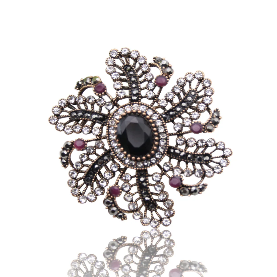 Винтажная Турецкая Брошь для женщин антикварная Золотая ажурная круглая брошь в форме цветка этнические