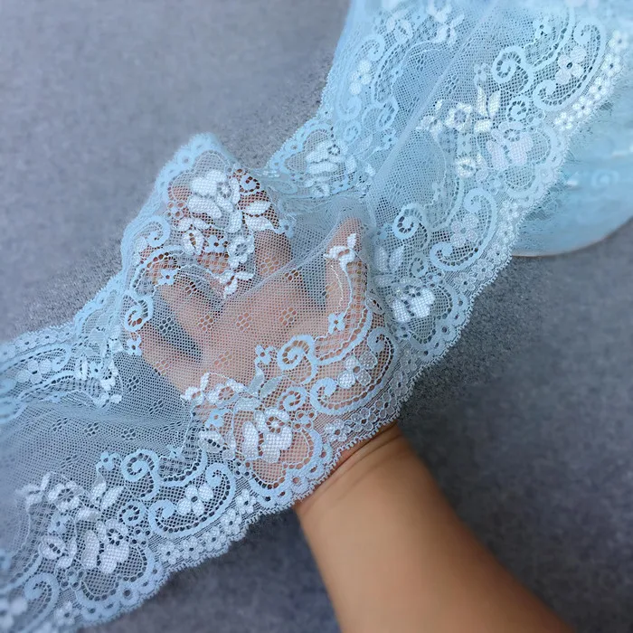 

17cm wide, 5yds/lot, Free Shipping Handmade DIY Decoration Light Blue Elastic Stretch Lace Trim