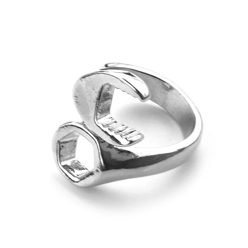 2021 New metal plating Fresco Biker Mechanic Wrench Estilo Punk ring para homens Tamanho 7-12 anel masculino | Украшения и