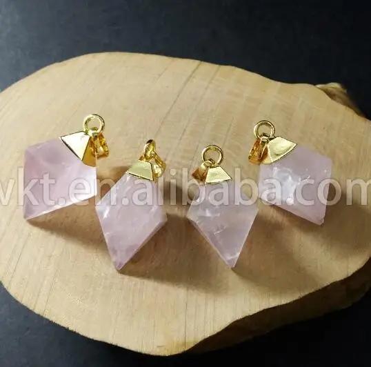 Rose Quartz WT-P690 розовый кварц черный камень опал точечная Подвеска модные красивые точка очарование кулон для женщин ювелирных изделий - Окраска металла: Rose Quartz
