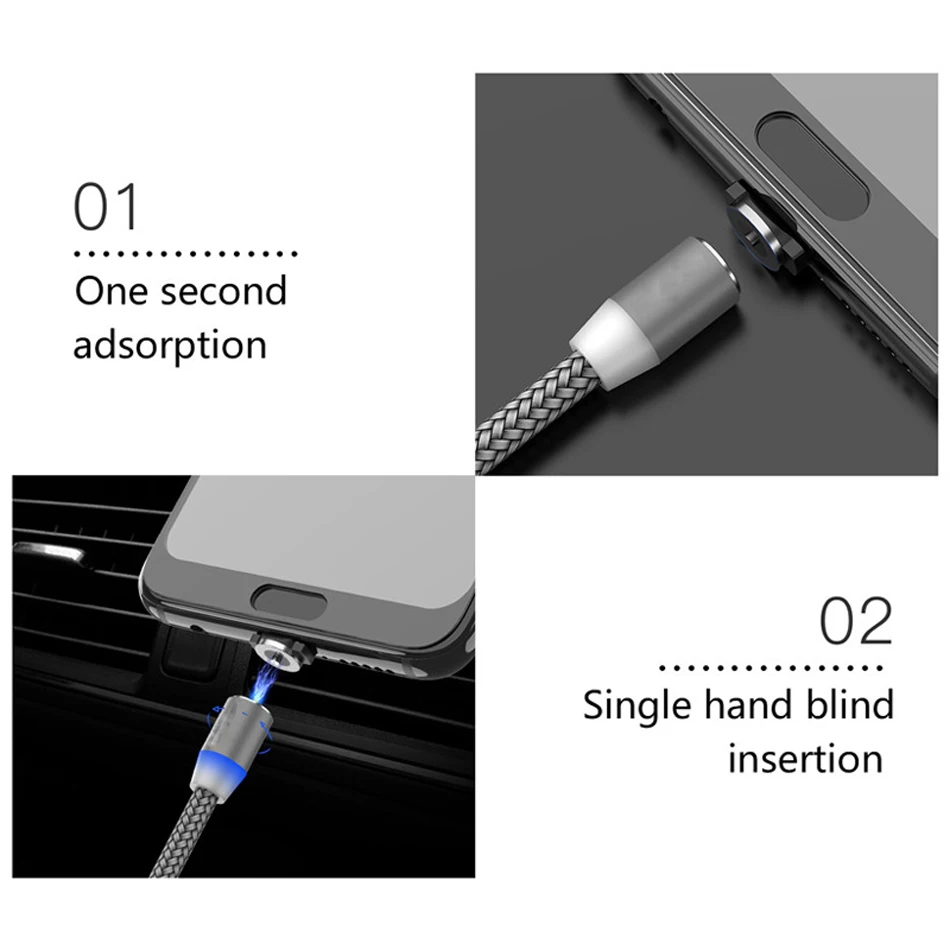 Магнитный Micro usb type-C кабель для iPhone, samsung, Xiaomi 2.4A, быстрая зарядка, магнитный кабель для передачи данных, usb-кабель для зарядки, кабель для мобильного телефона