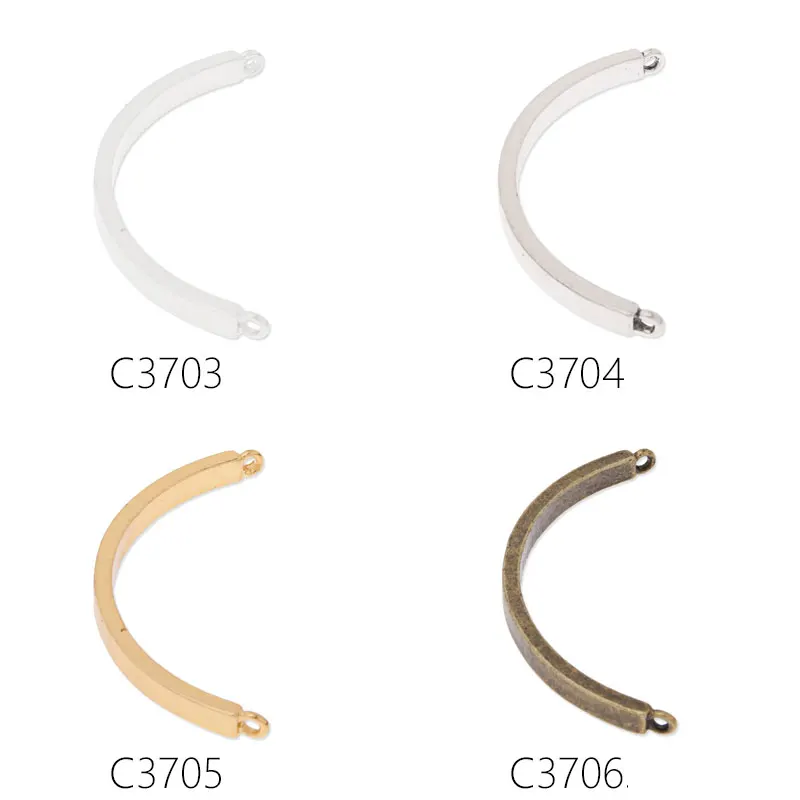 

20PCS 3.5x46mm Curved Sideways Bracelet Connector Charms, Bead Findings