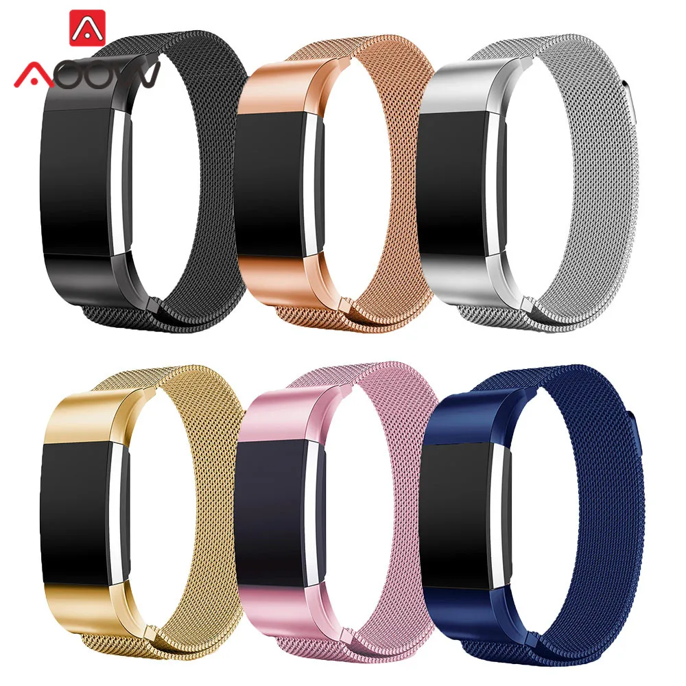 Миланская петля ремешок для Fitbit charge2 из нержавеющей стали роскошный розовое золото запасной браслет ремешок для Charge 2