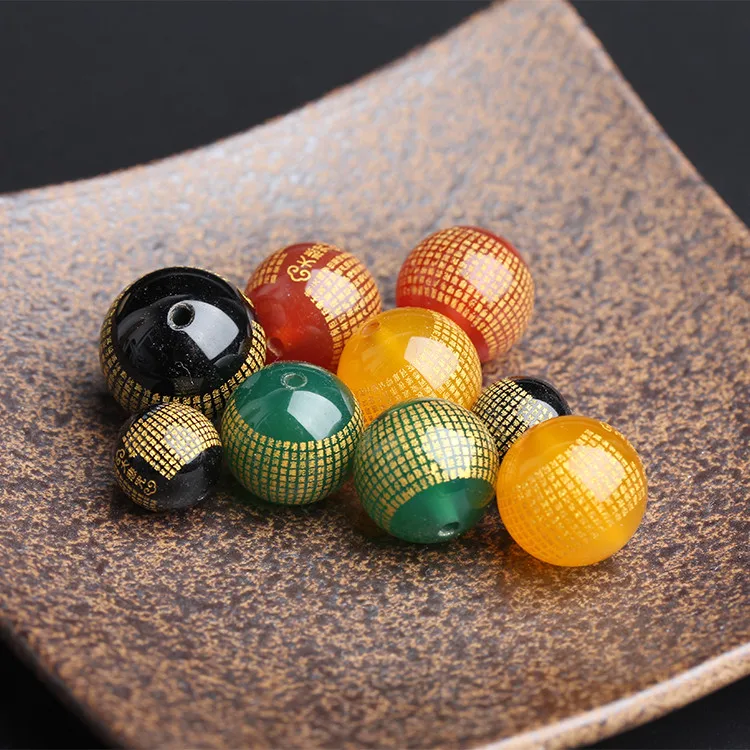 Черный-красный зеленый желтый Агат рассеянного золотистой окантовкой низа