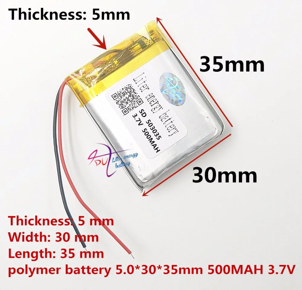 Аккумулятор Liter energy 503035 500 мАч 3 7 В водительский рекордер головная гарнитура и