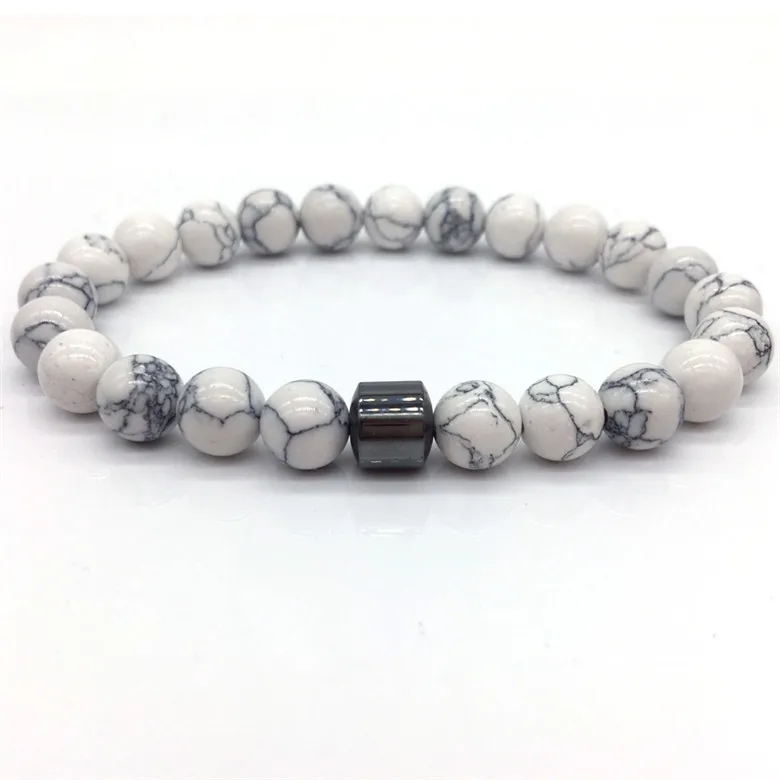 Stone Beads Gray Domineering Men's Bracelet Natural Beaded Classic Fashion Jewelry | Украшения и аксессуары