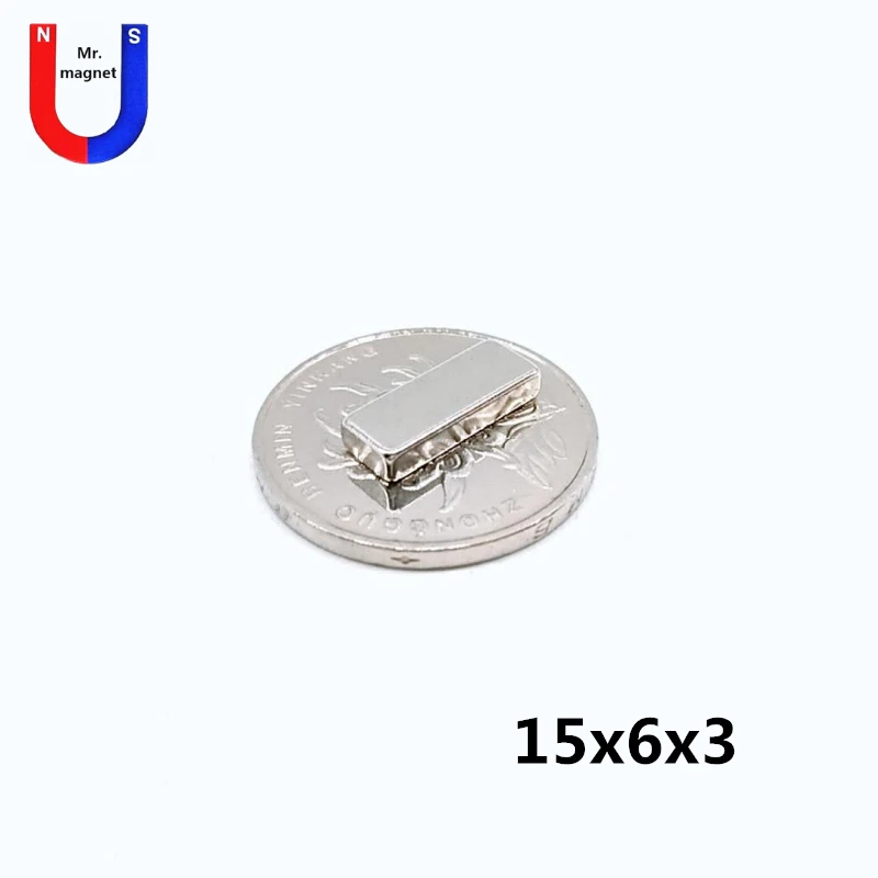 

50pcs 15x6x3 magnet cube block stirrer 15mm x 6mm x 3mm rare earth permanent neodymium magnet 15*6*3 strong magnetic material