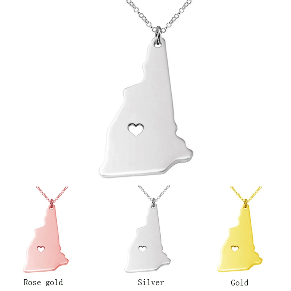 Ожерелье из нержавеющей стали с подвеской в виде карты розовое золото|necklace